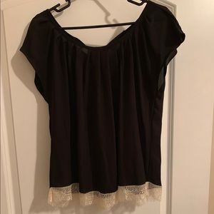 Black blouse with lace trim